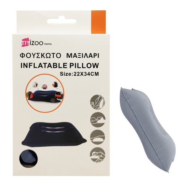 MIZOO TRAVEL ΦΟΥΣΚΩΤΟ ΜΑΞΙΛΑΡΙ ΤΑΞΙΔΙΟΥ ΜΠΛΕ / ΜΑΥΡΟ / ΓΚΡΙ 22X34CM 1298-15